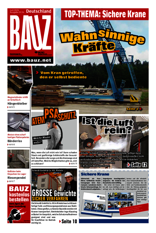 Der Titel der aktuellen BAUZ Zeitung BAUZ_44_Sichere_Krane.pdf